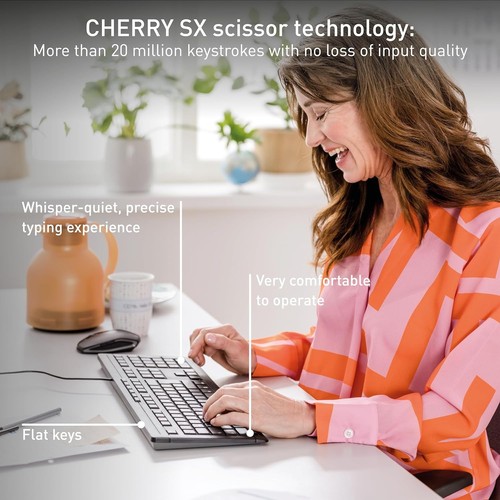 CHERRY STREAM KEYBOARD, Wired Keyboard, French Layout (AZERTY), Whisper-Quiet Ke - Picture 5 of 6