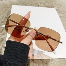 Fashion Rimless Myopia Nearsighted Glasses Metal Photochromic Glasses New