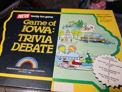 RARE Vintage Game of Iowa Trivia Debate Board Game 1984 Iowa History Complete