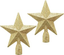2Pcs Gold Star Tree Topper Christmas Tree Ornaments Decoration Christmas Decor 