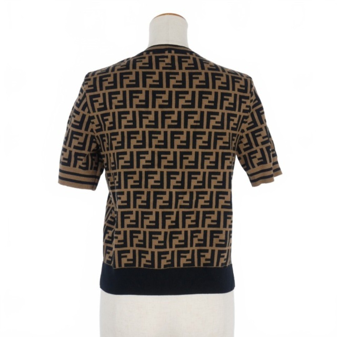 FENDI Ff Logo Zucca Pattern Short Sleeve Knit Sweater 40