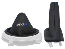 SCHALTMANSCHETTE HANDBREMSSACK FUR MAZDA MX5 NC 2005-2009 ECHTELEDER MX-5 BLAU