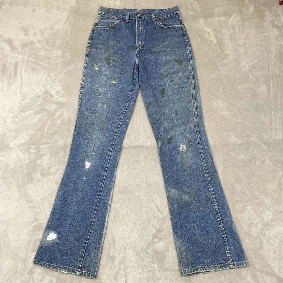 Pantalones de mezclilla Wrangler años 70 acampanados corte bootcut para hombre 28x33 Sun Fade TALON algodón verdadero de colección Bando Foto 2 de 4