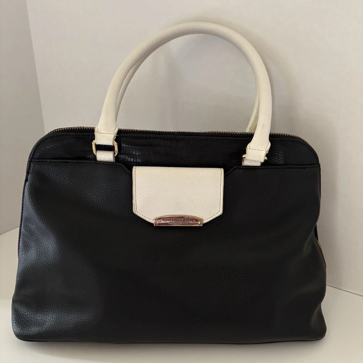 JONES ホワイトショルダーバッグ Jones New York Signature Black And White Handbag Purse Tote Bag