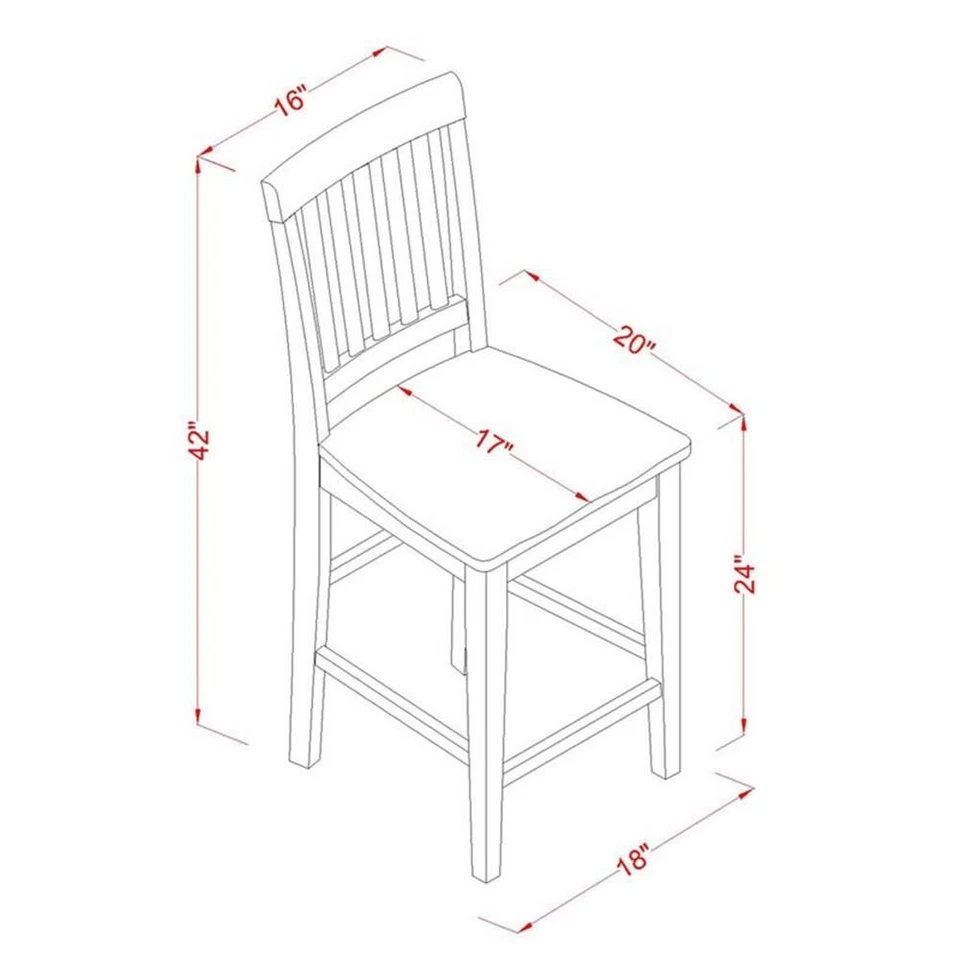 East West Furniture Vernon 11" Wood Stools in Cream/Cherry (Set of 2) - Image 3 of 3