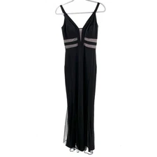 NW NIGHTWAY sz 2 XS black nude mesh insert formal maxi dress gown NEW B85