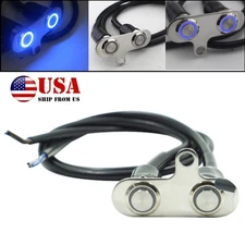 Motorcycle Blue LED Handlebar Waterproof  Dual Buttons Manual-return Lock Switch