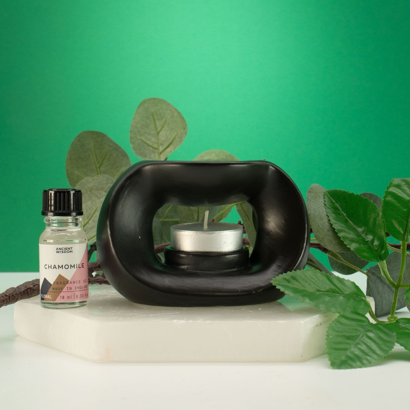 B&Q - Ceramic Zen Oil BurnerOval Pebble Matt BlackMatt Black Ceramic Oil Burner For Home Décor And Fragrance Diffusion - Image 2