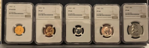 1957 US Proof Set 1c-50c All NGC PF66/67