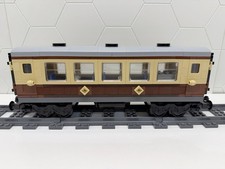 Lego Train - MOC Passenger Coach - Tan/Brown Emerald steam 10194 10219 A