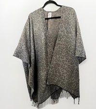 Grey Leopard Print Wrap Shawl