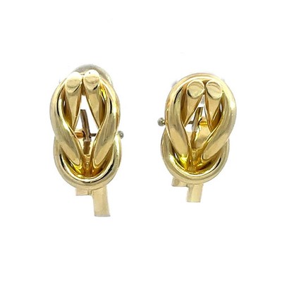 Roberto Coin Gold Circle Knot Earrings 18k Yellow Post Clip Huggie Style