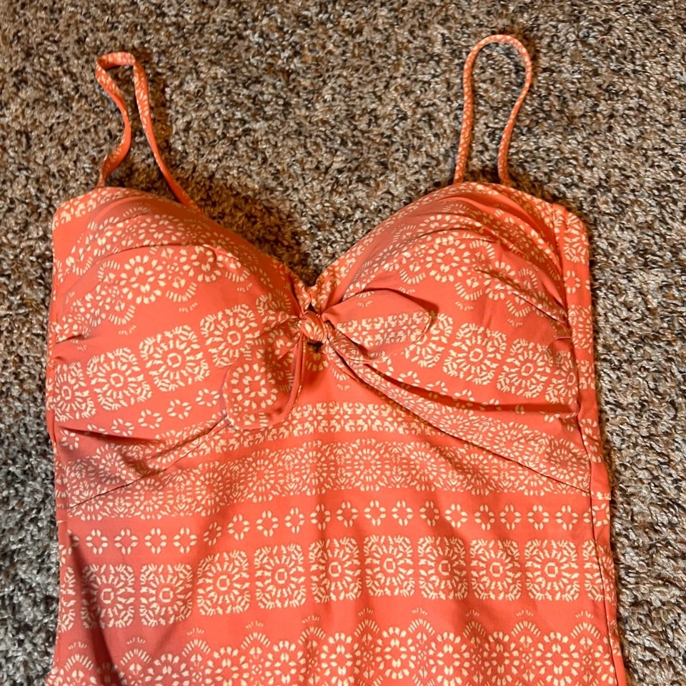 Traje de baño Robin Piccone naranja floral de una pieza patrón retro talla 4 Foto 2 de 4