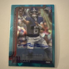 2025 Topps Chrome Football Jaxson Dart Rookie Aqua Wave Refactor Auto 069/199