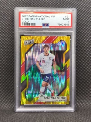 2022 Panini National VIP Christian Pulisic 8/10 Gold Prizm USA PSA 9 Mint POP 2