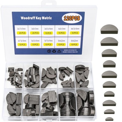 120pcs Woodruff Key Assortment Kit Half Moon Keys Set