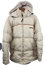 Menten Sportswear Cream Puffer Jacket Heavy Duty Removable Hood Warm Adult Med