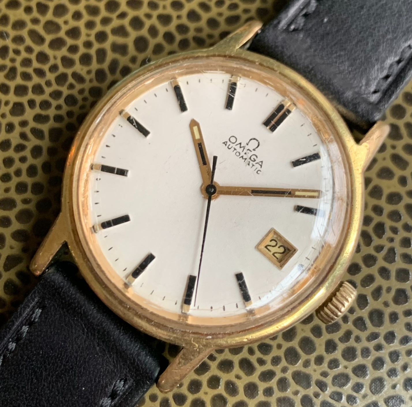 Omega Automatic White Dial Automatic Date Gold Pl… - image 1
