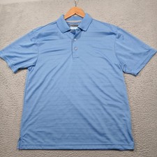 PGA TOUR Polo Shirt Mens Large Light Blue Airflux Performance Golf Stretch Logo