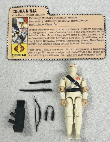 GI Joe Storm Shadow 1984 v1 *100% COMPLETE w/ File Card, Vintage Cobra