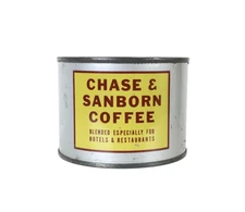 Vintage CHASE & SANBORN Coffee Tin Can Hotels and Restaurants 3.5 x 2.5"