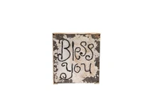 Creative Co-Op Wood & Metal Bless You Tissue Box Cover