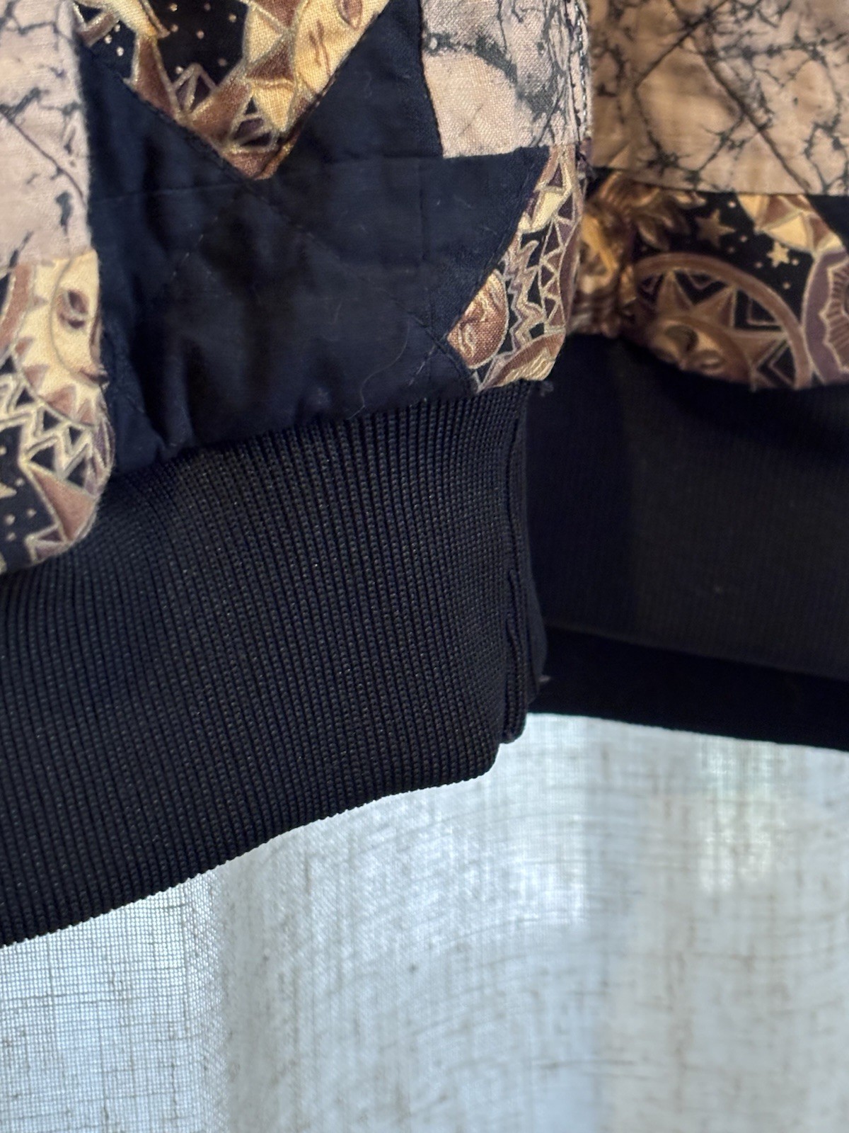 Patchwork Quilt Star Bomber Jacket Plaid Sleeve S… - image 7