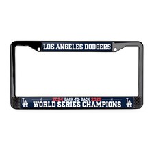 LA Dodgers Back to Back 24-25 World Series Champions 3D Black License Plate Car