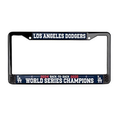 LA Dodgers Back to Back 24-25 WS Champs Polyurethan 2-Hole Black License Plate