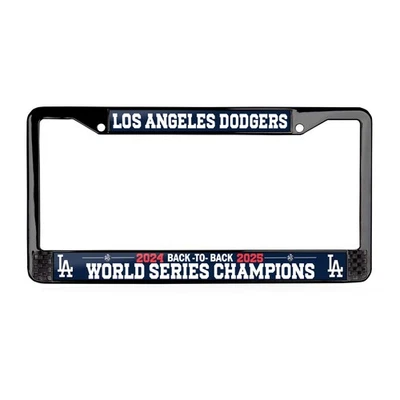 FANMATS LA Dodgers Back to Back 24-25 World Series Champions 3D Black License Plate Car