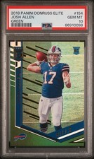 Josh Allen Rookie Green SSP PSA 10 GEM MINT 2018 Panini Elite #154 RC POP 33