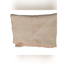 Vintage Hand-Knitted Baby Blanket Heirloom Pink  Cream Square Block Throw