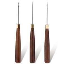 3 Pcs Awl Tool, Leather Sewing Hollow 3 Pack Wood Color Scratch Hook Hollow