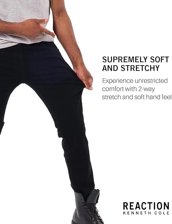 Pantalones de mezclilla Kenneth Cole REACTION ajustados para hombre, pantalones de mezclilla elásticos calce ajustado, álamo Foto 3 de 4