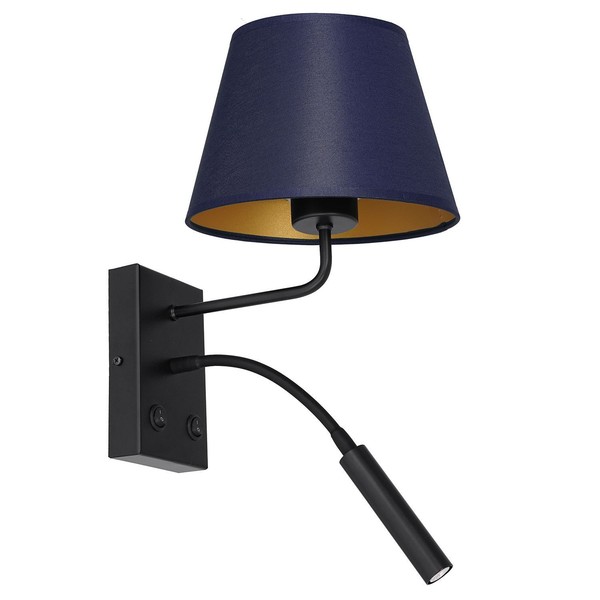 Wandleuchte Blau Gold Stoff B:18 Cm E27 G9 Arm Konisch Wandlampe Wohnzimmer-image