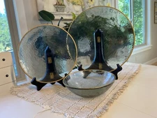 Turkish Glass Gold Rim 3-Piece Place Setting Sea Green