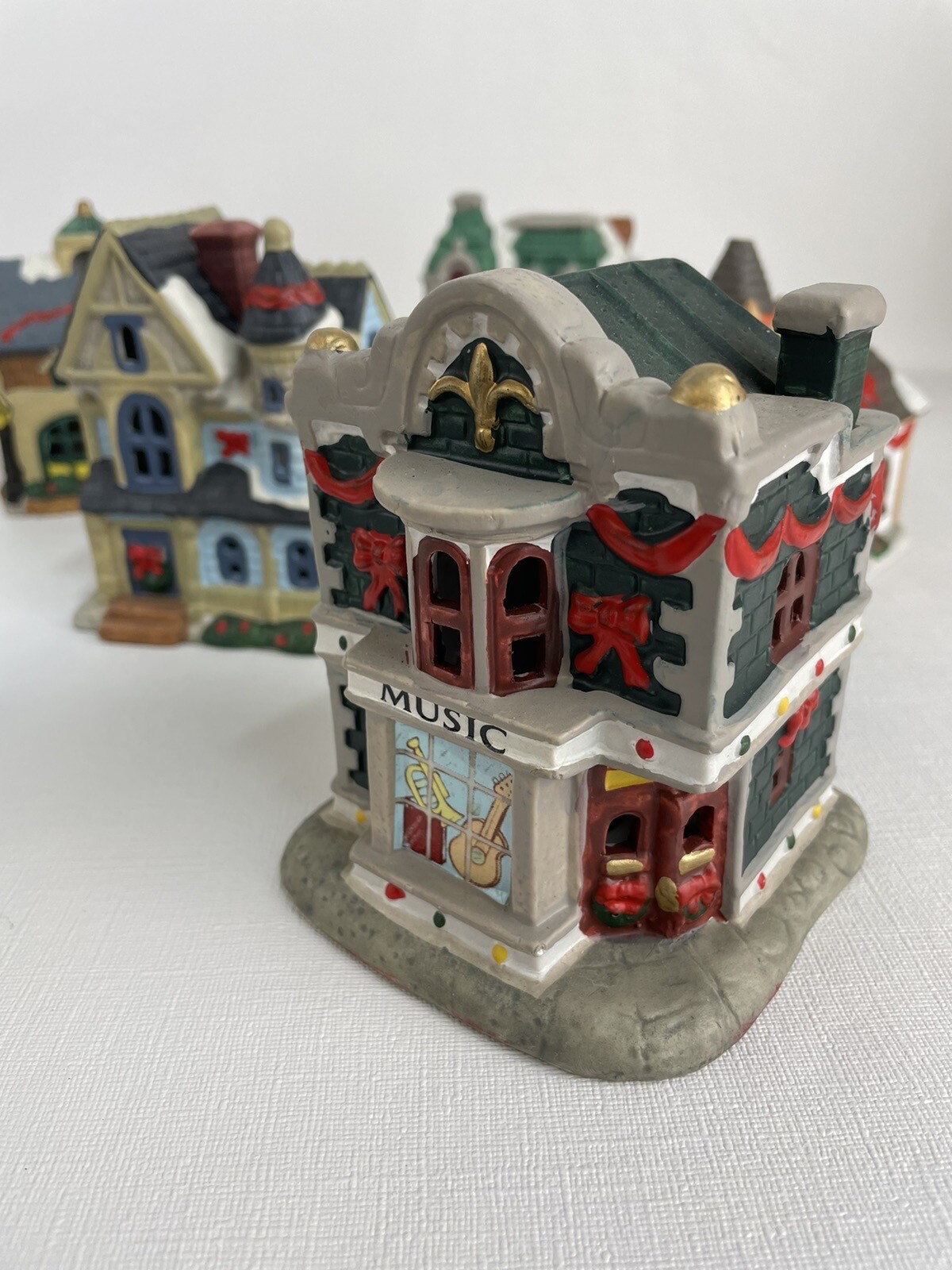 Lot of 9 Ceramic Holiday Mini Houses Christmas Village eBay