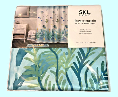 Ocean Watercolor SKL Home Shower Curtain 70'' x 72'' Fish Sea Blue Saturday Knight