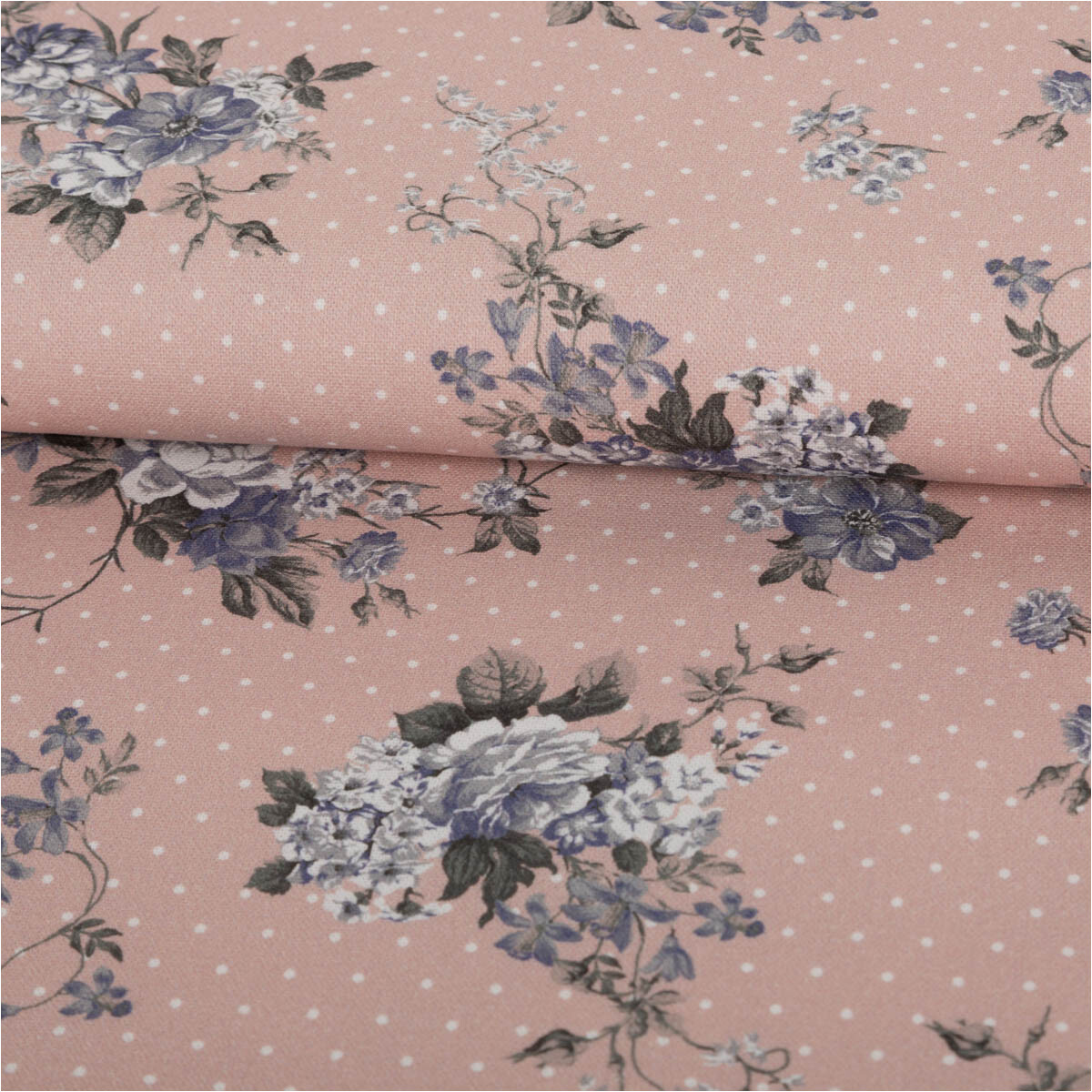Baumwollstoff Trachtenstoffe Canvas Blumen Punkte rosa grau 1,5m