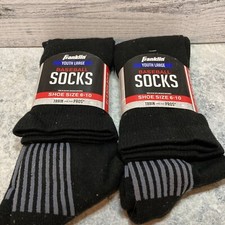 2 pair Franklin Youth Large Baseball Socks Black 6-10 New