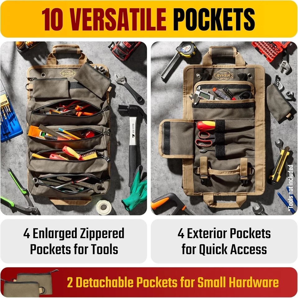 Compact Heavy-Duty Tool Roll Bag Organizer - Perfect for On-the-Go Professionals - Image 4 of 4