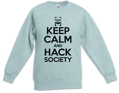 Keep Calm And Hack Society Kids Kinder Pullover Mr. Nerd Robot Hacker Fun