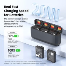 Camera Battery Fast Charging Power Bank Storage Box For DJI OSMO Action 5 Pro