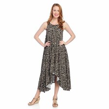 NWT~Kate & Mallory~Printed Stretch Knit Sleeveless 2-Pocket Hi-Lo Shark bite Hem