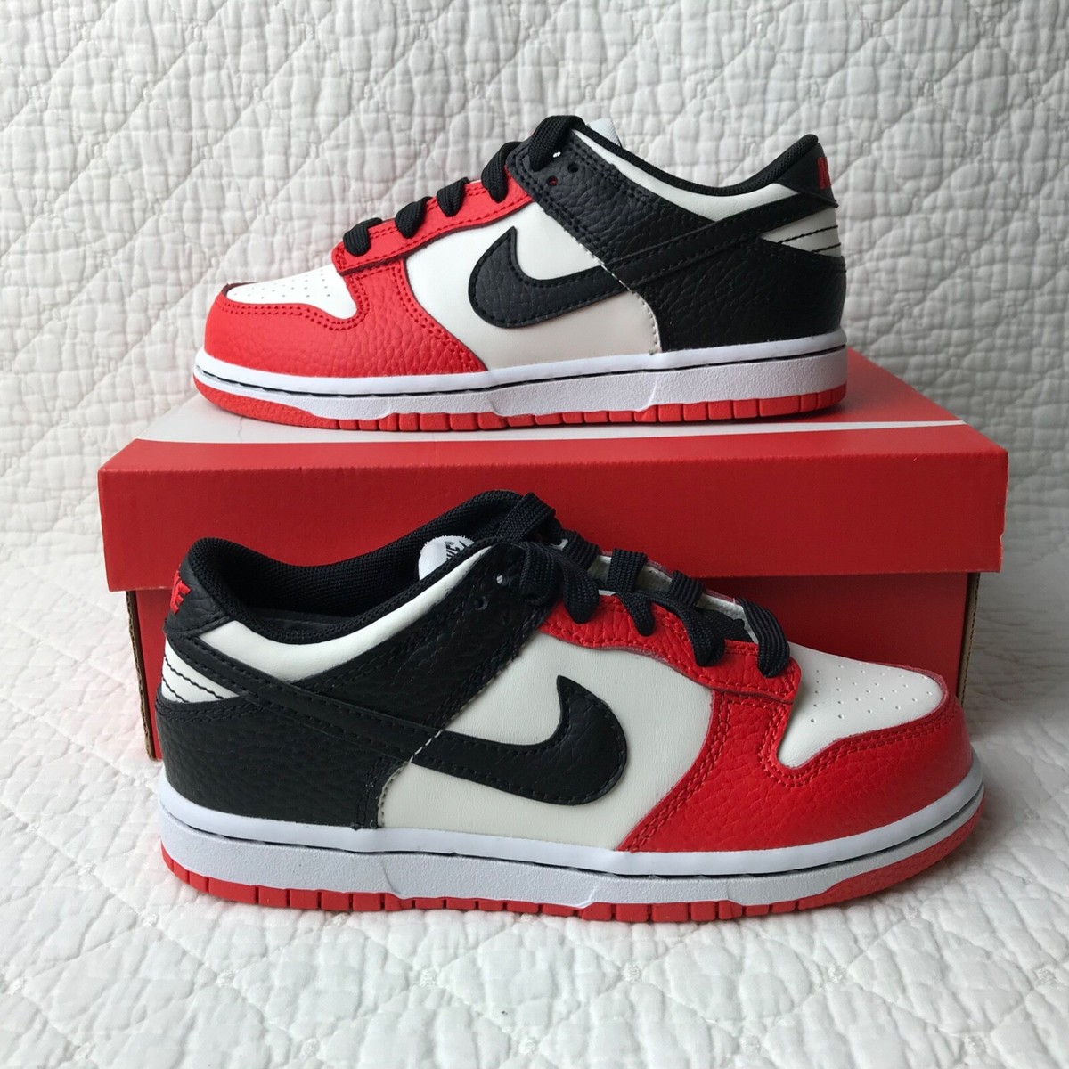 Nike Dunk Low (PS) Kids Shoes SZ 13C Chicago Sail Black Chile Red
