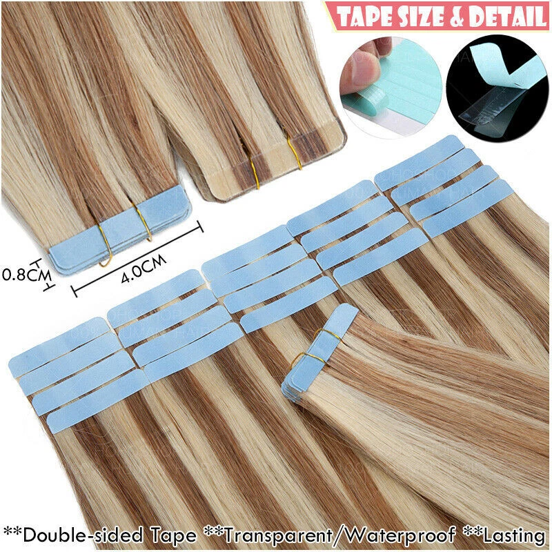THICK Russian Tape In Human Hair Extensions Real Remy Skin Weft Ombre FULL HEAD - Image 3 of 4