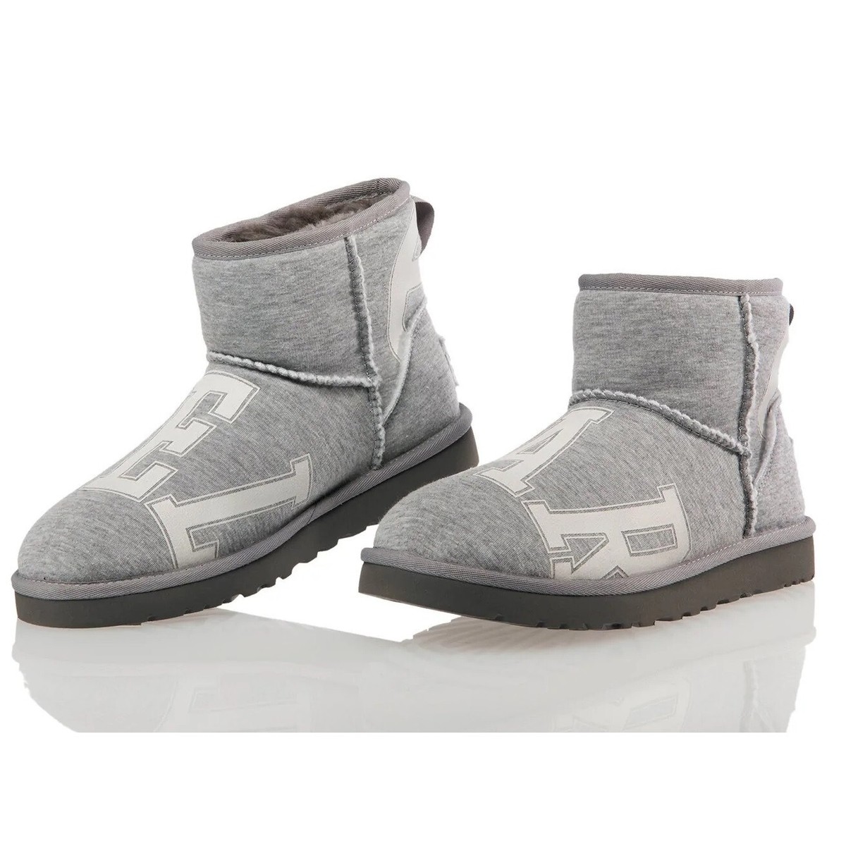 New UGG X TELFAR Logo Print Mini Boots Heather Gray Men's US Size