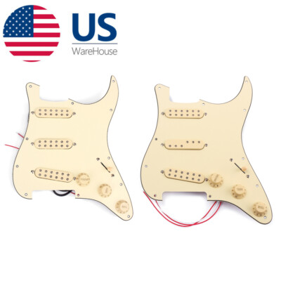 Beige Prewired Loaded Pickguard Alnico 5 Noiseless Pickups for Stratocaster ST