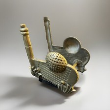 VTG Brass Golf Club Coaster Memo Card Note Mail Holder Desk Accessories