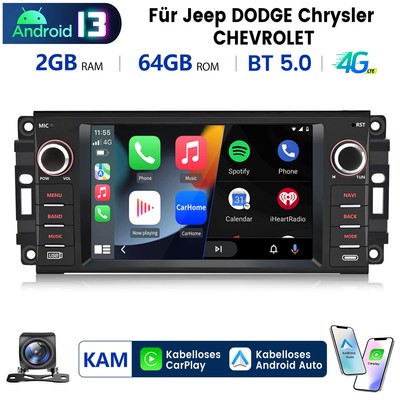 Für Jeep DODGE Chrysler CHEVROLET Carplay Autoradio Android 14 GPS Nav 2+64G KAM